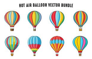 quente ar balão plano ilustração definir, colorida quente ar balão vetor agrupar