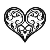 uma decorativo amor coração símbolo clipart, uma rabisco coração vetor isolado em uma branco fundo