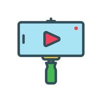 vlogging ícone com Smartphone dentro monopé vetor