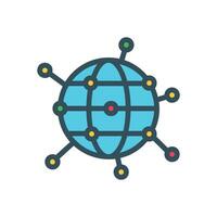 global rede ícone com globo e pontos vetor