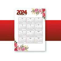 calendário2024 folheto modelo para floral Projeto vetor