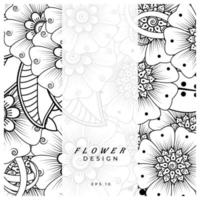 mehndi flor ornamento decorativo em estilo oriental étnico, ornamento de doodle, desenho de mão de contorno. página do livro para colorir. vetor