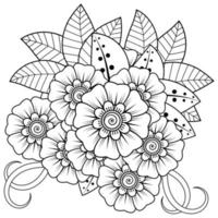 mehndi flor ornamento decorativo em estilo oriental étnico, ornamento de doodle, desenho de mão de contorno. página do livro para colorir. vetor