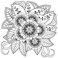 mehndi flor ornamento decorativo em estilo oriental étnico, ornamento de doodle, desenho de mão de contorno. página do livro para colorir. vetor