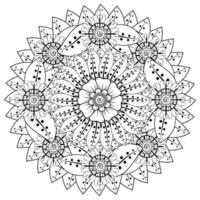 mehndi flor ornamento decorativo em estilo oriental étnico, ornamento de doodle, desenho de mão de contorno. página do livro para colorir. vetor