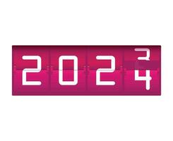 2024 feliz Novo ano abstrato contador Rosa e branco gráfico Projeto vetor logotipo símbolo ilustração