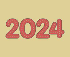 2024 feliz Novo ano abstrato vermelho gráfico Projeto vetor logotipo símbolo ilustração com Castanho fundo