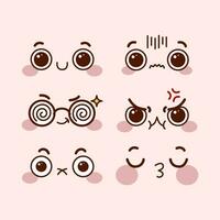 conjunto do fofa kawaii emoticons com diferente expressões. kawaii emoji, vetor ilustração