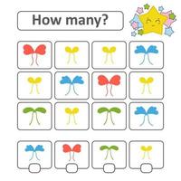 jogo de contagem para crianças pré-escolares. conte quantos arcos na imagem e anote o resultado. com um lugar para respostas. ilustração em vetor plana isolada simples.
