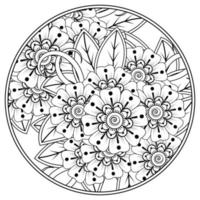 mehndi flor ornamento decorativo em estilo oriental étnico, ornamento de doodle, desenho de mão de contorno. página do livro para colorir. vetor