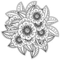 mehndi flor ornamento decorativo em estilo oriental étnico, ornamento de doodle, desenho de mão de contorno. página do livro para colorir. vetor