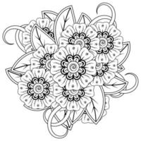 mehndi flor ornamento decorativo em estilo oriental étnico, ornamento de doodle, desenho de mão de contorno. página do livro para colorir. vetor