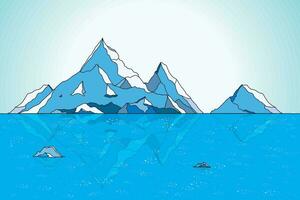 abstrato Visão do iceberg montanha com céu fundo. vetor