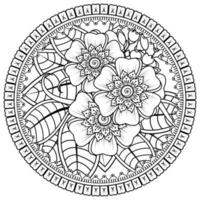 padrão circular em forma de mandala com flor para henna, mehndi, tatuagem, decoração. vetor