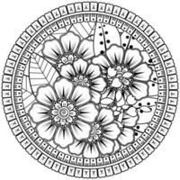 padrão circular em forma de mandala com flor para henna, mehndi, tatuagem, decoração. vetor