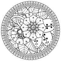 padrão circular em forma de mandala com flor para henna, mehndi, tatuagem, decoração. vetor