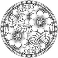 padrão circular em forma de mandala com flor para henna, mehndi, tatuagem, decoração. vetor