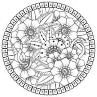 padrão circular em forma de mandala com flor para henna, mehndi, tatuagem, decoração. vetor