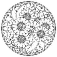 padrão circular em forma de mandala com flor para henna, mehndi, tatuagem, decoração. vetor