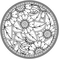 padrão circular em forma de mandala com flor para henna, mehndi, tatuagem, decoração. vetor