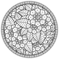 padrão circular em forma de mandala com flor para henna, mehndi, tatuagem, decoração. vetor