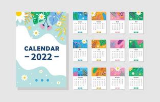 modelo de calendário tema floral 2022 vetor