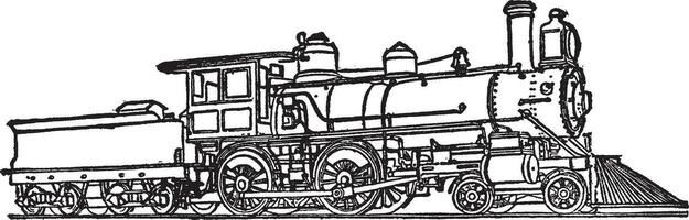 americano locomotiva, vintage ilustração. vetor