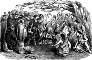 William penn compra terra a partir de a Delaware índios, vintage ilustração vetor