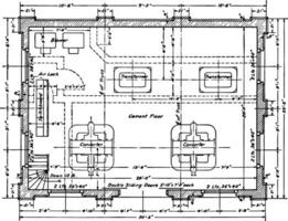 subestação chão residência plano é mostrando a Engenharia estrutura vintage gravação. vetor