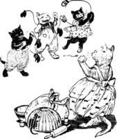 três pequeno gatinhos, vintage ilustração vetor