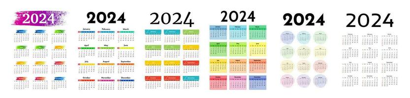 calendário para 2024 isolado em uma branco fundo vetor