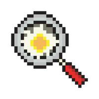 pixel arte do cozinhando ovos dentro uma fritar panela vetor