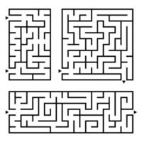 um conjunto de labirintos quadrados e retangulares com entrada e saída. ilustração em vetor plana simples isolada no fundo branco.