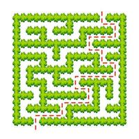 labirinto quadrado abstrato - jardim verde. jogo para crianças. quebra-cabeça para crianças. uma entrada, uma saída. enigma do labirinto. ilustração vetorial. com resposta. vetor