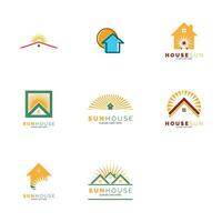 conjunto do casa Sol ícone vetor logotipo modelo ilustração Projeto