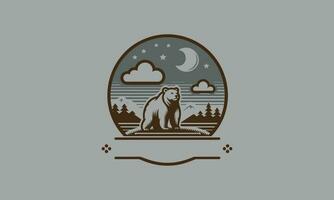 Urso em floresta vetor ilustração logotipo Projeto