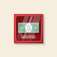 vermelho emergência caixa e nota de banco dólar dentro vetor