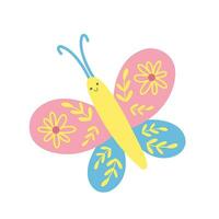 pequeno fofa Buterfly com flores em asas. vetor para crianças ilustrações.