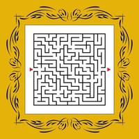 labirinto quadrado abstrato em moldura vintage. jogo para crianças. quebra-cabeça para crianças. uma entrada, uma saída. enigma do labirinto. ilustração vetorial plana. vetor