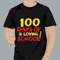 100 dias de design de camiseta de tipografia escolar vetor