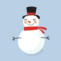 fofa escandinavo boneco de neve ilustração dentro vermelho lenço. acolhedor inverno conceito para crianças vetor