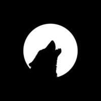 silhueta do a Lobo uivou em a cheio lua círculo forma, luar, para logotipo tipo, arte ilustração, pictograma ou gráfico Projeto elemento. vetor ilustração