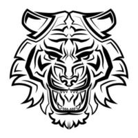 arte de linha preto e branco de cabeça de tigre bom uso para símbolo mascote ícone avatar tatuagem t shirt design logotipo ou qualquer projeto. vetor