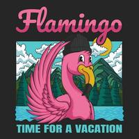 flamingo personagem natureza panorama vetor ilustração