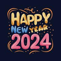 feliz Novo ano 2024, Novo ano camiseta Projeto. Novo 2024 camiseta Projeto. vetor