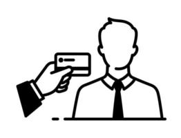 ícone de contorno de empresário e cartão de débito vetor