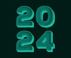 2024 feliz Novo ano abstrato verde gráfico Projeto vetor logotipo símbolo ilustração com Preto fundo