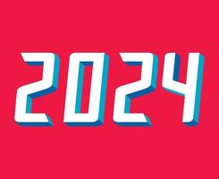 2024 feliz Novo ano abstrato branco e azul gráfico Projeto vetor logotipo símbolo ilustração com Rosa fundo