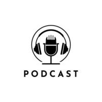 vetor podcast logotipo Projeto conceito idéia com fone de ouvido círculo forma rótulo