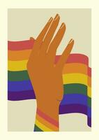 arco Iris colori elevado mão ilustração poster. lgbt conceito. vetor